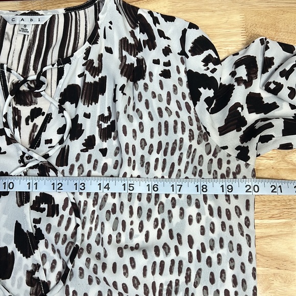 CAbi Animal Print Faux Wrap Scoop neck Long Sleeve Blouse - Picture 6 of 11